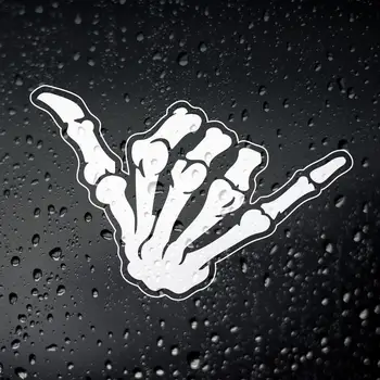 Black/Silver Shaka Skeleton Hand Funny Car Sticker Creative  Body Stickers Window Door Decal Funny Top Quality Waterproof  S498