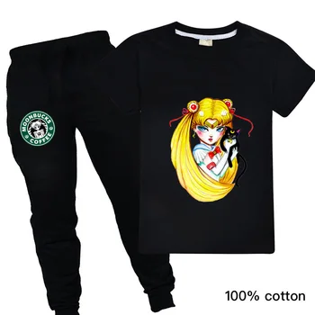 

2020 Summer Kids Clothes Short Sleeve Boys Outfits Sailor Moon T Shirt+pants 2 Pcs Sets Childrens Toddler Clothing Baby Girl
