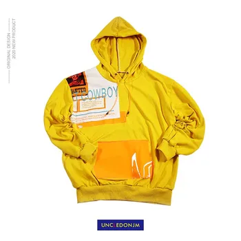 

UNCLEDONJM Men Hip Hop Patchwork Hoodie Sweatshirt Harajuku Streetwear Hooded Pullover Cotton Autumn Winter TO8109