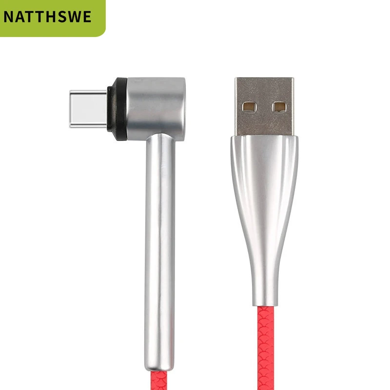 

NATTHSWE 90 Degree Type C Cable Fast Charging USB C Cable 3.1 Gaming for LeEco Le Pro3 LG HTC L Shape Tipo C Data Cabo 3A