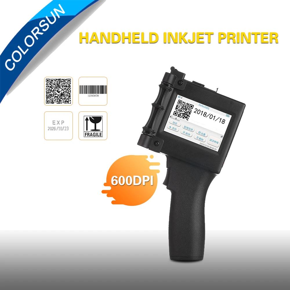 Сенсорный экран 600 dpi ручной Интеллектуальный QR струйный принтер USB 360T чернильный кодер для кодирования даты машина+ эко сольвентный чернильный картридж