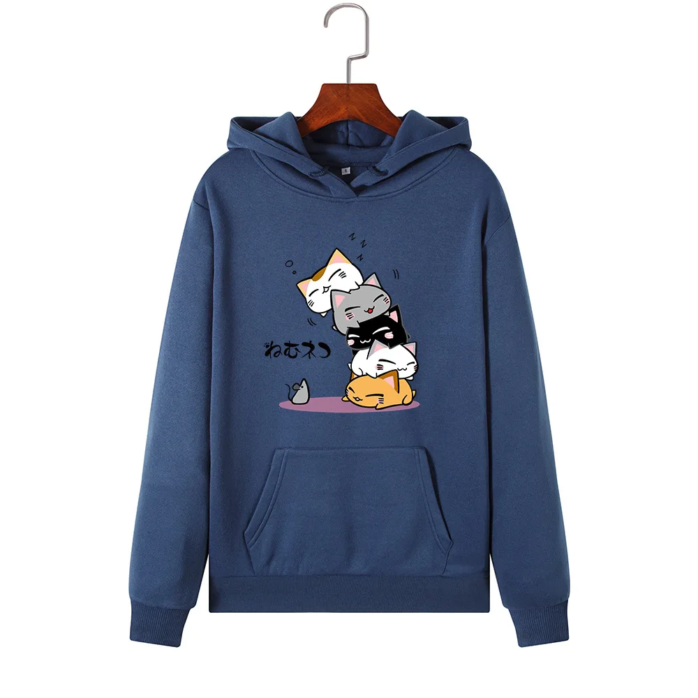  Harajuku Hoodies Women Kawaii Cat Print Hoodie Pullover Long Sleeve Winter Casual Tops Warm Chic St