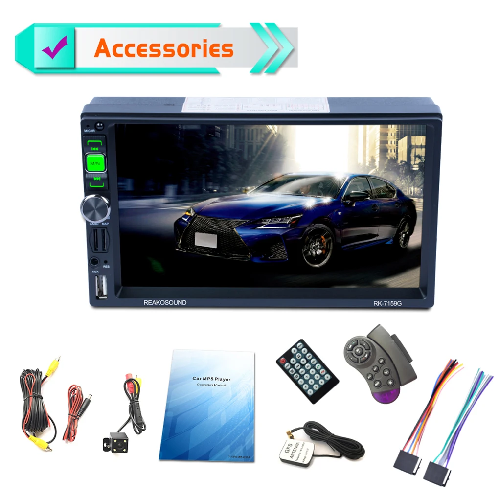" 2 Din автомобильное радио стерео зеркало GPS ссылка для Android iOS Suppot RDS/AM/FM бесплатно 8G карта TF карта обратная камера PK-7159G