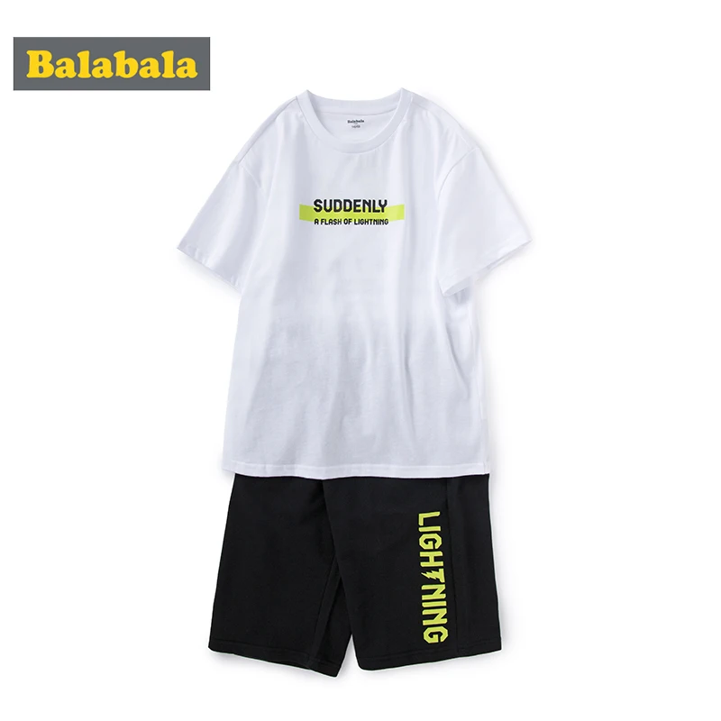 Balabala Boys suit two-piece set for children 2020 summer new pure cotton short-sleeved t-shirt stylish hsome |
