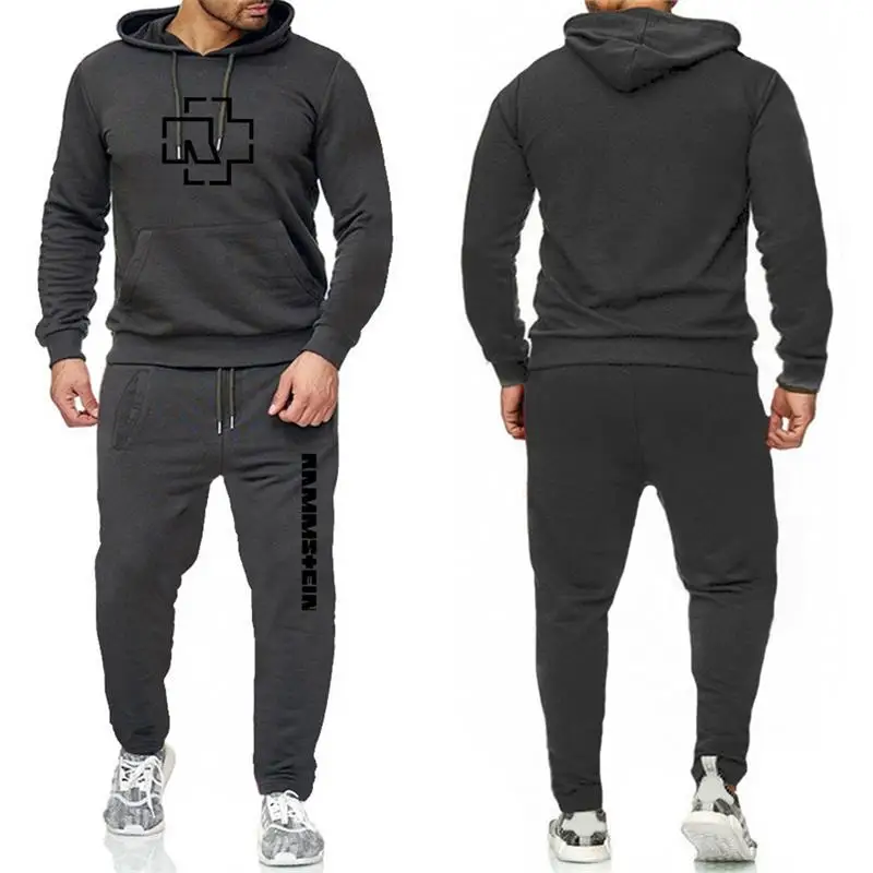 Popular Olevo Men's Plush Hooded Long Sleeve Printed Sweatshirt Tracksuit Long Sweatpants Bodyguard Streetwear Casual Sports Suit