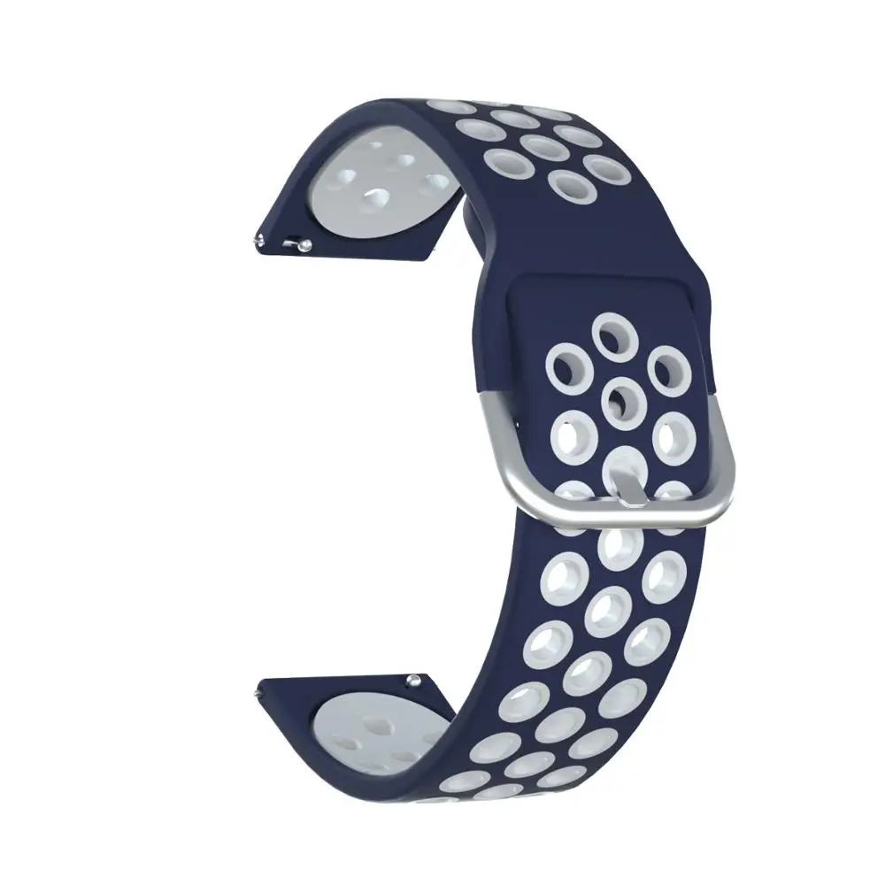 Высококачественный однотонный Браслет для Fitbit Versa 2/Versa Lite водонепроницаемый сменный мягкий силиконовый ремешок для часов Correa - Цвет: Midnight blue white
