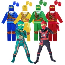 Disfraz de Ninja para niño y niña, conjunto de guante, mono, Anime, fantasía, para fiesta de Halloween y Navidad