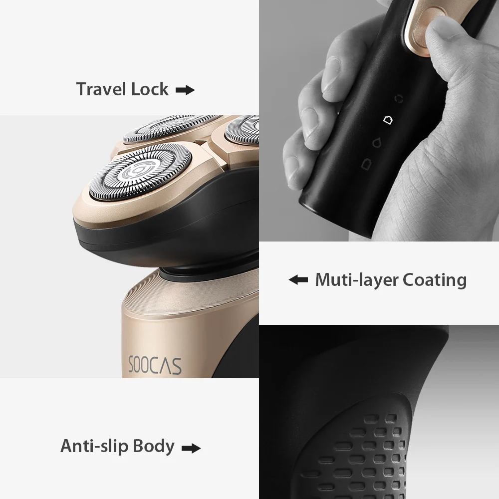 Для Xiaomi электрическая бритва Mijia SOOCAS S3 электробритва для сухого влажного бритья водонепроницаемые бритвы триммер для бороды для мужчин s