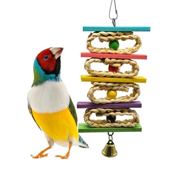

Colorful Parrot Chew Strands Bite Teeth Griiding Ball Bell Attractive Bird Parakeet Toys New