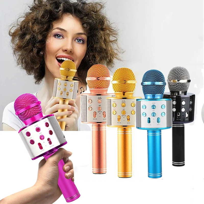 Беспроводной микрофон с конденсатором и Bluetooth караоке Динамик мини Handhelder плеер FM