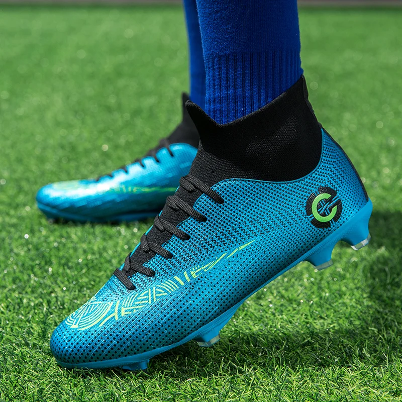 Men's FG Soccer Shoes Competition Breathable Football Cleats Men Professional Sneakers High Ankle Football Boots Men Size 36-46