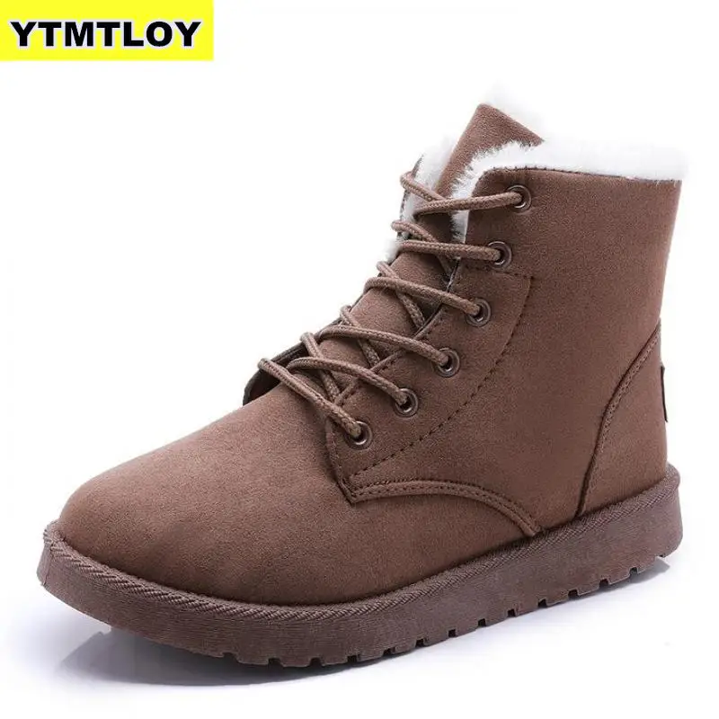 

New Women Snow Boots Winter Shoes Lace Up Plush Inside Ankle For Platform Ladies Warm Woman Flat Chaussures Femme Platform Boot