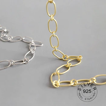 

Real 925 Sterling Silver Gold color Chain Necklace Womens Mens Jewelry Kolye Collares INS fashion