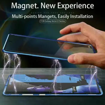 

For Samsung Note 10 Plus Magnetic Metal Frame 360 Full Tempered Glass Case Cover