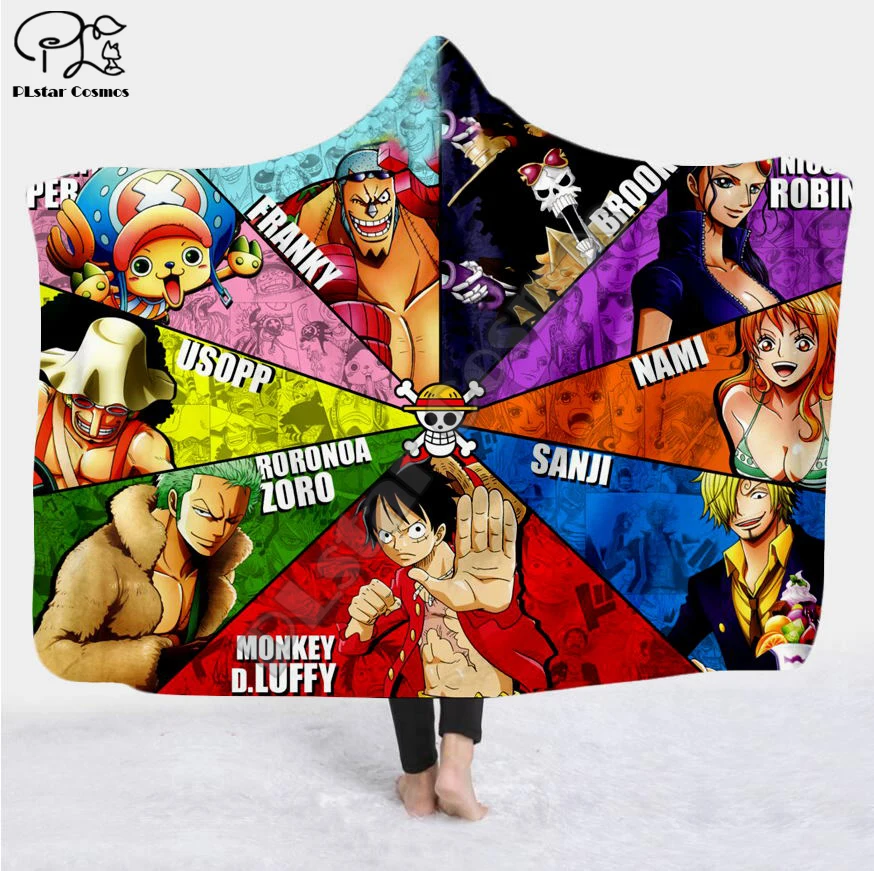 

Anime One Piece Cartoon Paintings Blanket Hooded Blanket 3D full print Wearable Blanket Adults men women Blanket style-2