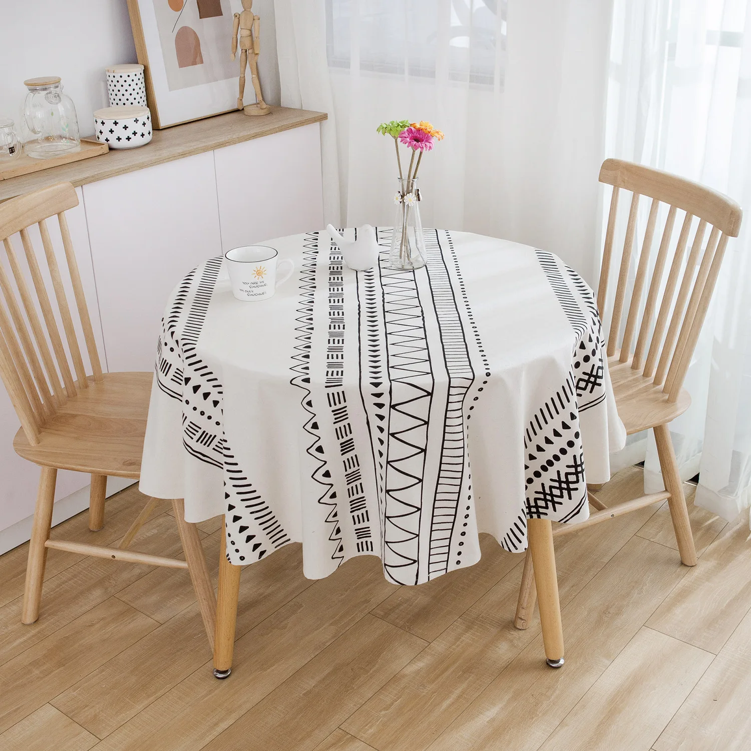 GIANTEX Decorative Table Cloth Cotton Linen Tablecloth Round Tablecloths Dining Table Cover Obrus T