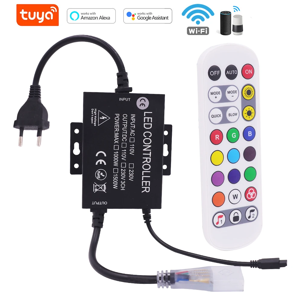 Tuya Wifi Music Controller Dimmer 1500W For 5050 LED Strip RGB Neon Light IOS/Android App Controller US 110V EU AU UK 220V