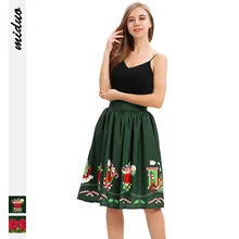 Осенне-зимняя Европейская Рождественская юбка-пончо с цифровым принтом и высокой талией средней длины