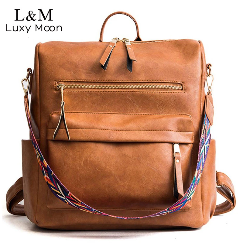 leather rucksack backpack women's