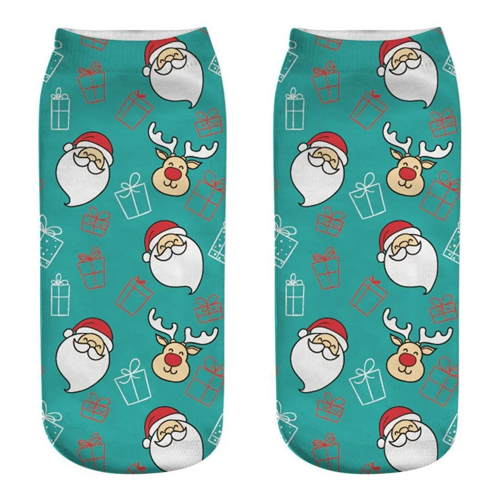 Милые рождественские носки, повседневные носки для работы, 3D Рождественский принт лося, средние Носки, сохраняющие тепло, женские Чулочные изделия, рождественский подарок - Цвет: 4H