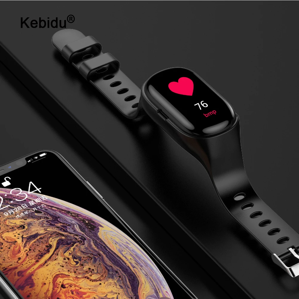 Смарт-часы kebidu AI M1 с Bluetooth-наушниками фитнес-браслет длительным временем работы в