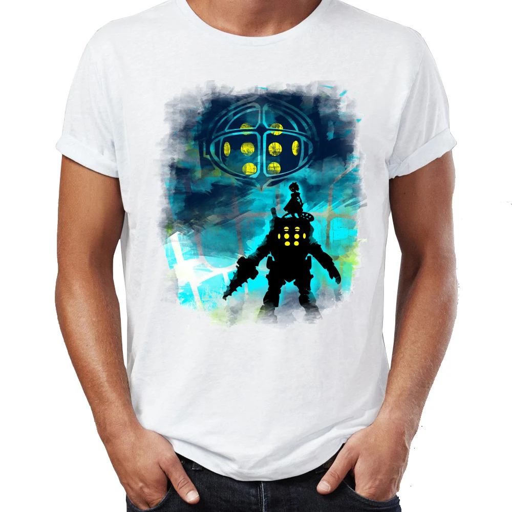 

Men's T Shirt Bioshock Little Sister and Big Daddy Infinite Elizabeth Rapture Artsy Awesome Artwork Printed Tee