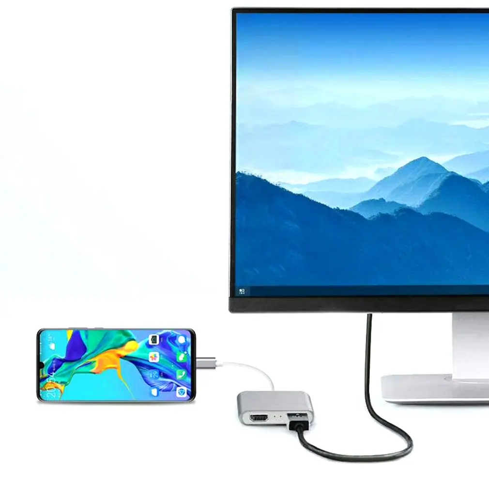 Type-C USB-C USB 3,1-Dual HDMI 4K конвертер адаптер для samsung S8 S9 для MacBook зарядный порт USB-C конвертер Кабель