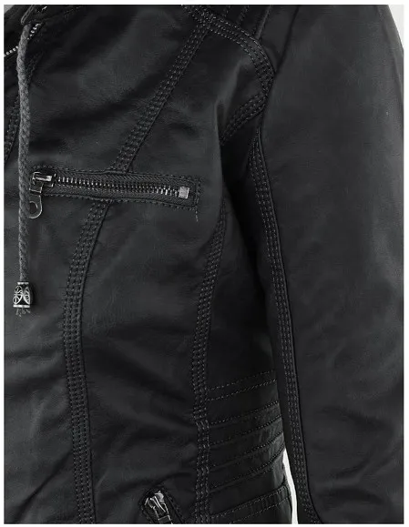 WEPBEL Women Hooded Leather Jacket Motorcycle Coats Street Female Tops Winter Lady Casual Slim Fit Jacket