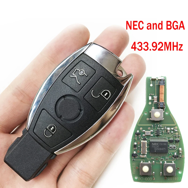 3 кнопки Автомобильный ключ для Mercede Benz Год 2000+ Поддержка NEC и BGA полный БЕСКЛЮЧЕВОЙ Умный брелок с 433,92 МГц авто ключ