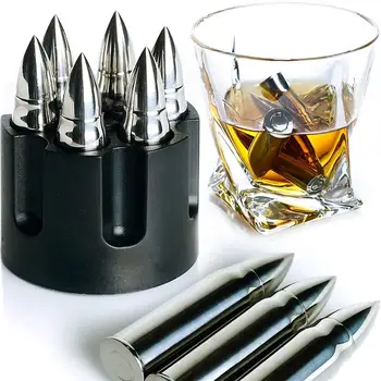

Stainless steel Bullet ice cubes Stainless Steel Silver Bullets Cool Glacier Rock Neat Drink Freezer gel Whiskey Stones