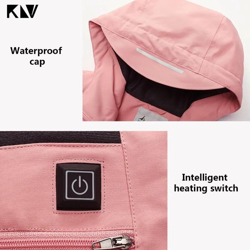 KLV женская зимняя куртка из хлопка с USB подогревом уличная Водонепроницаемая ветровка Wahable теплое пальто с карманами
