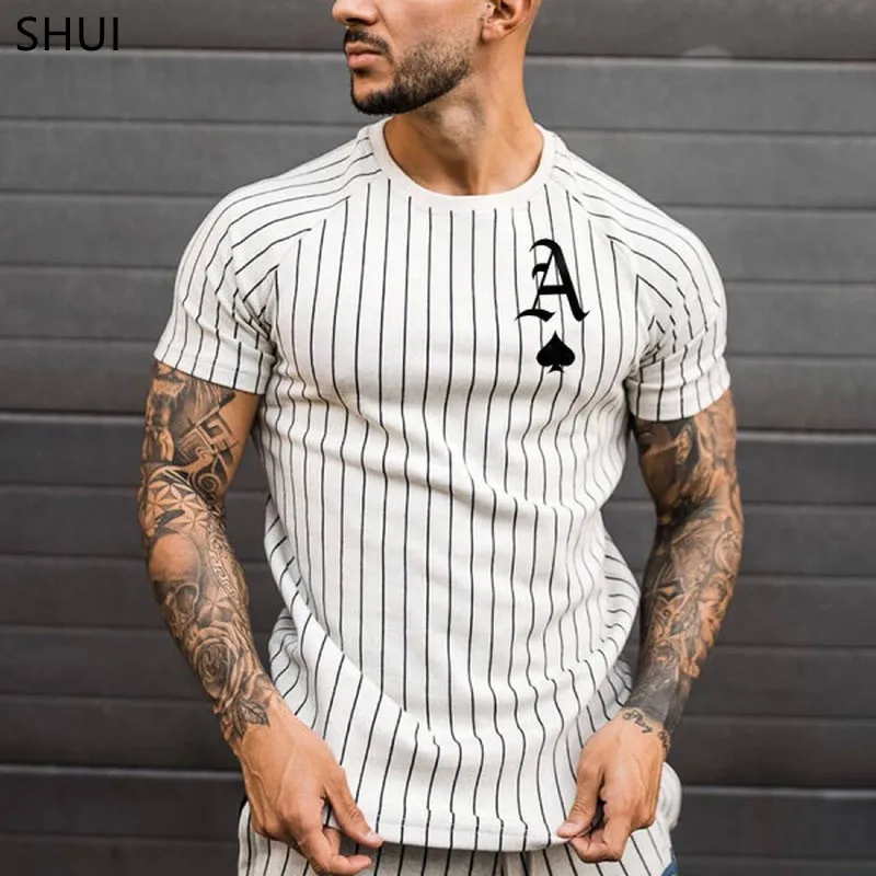 2021 Summer Men's T-shirt Summer Men's Street Style Round Neck Shirt Fashion Poker Print Short Sleeve Zebra Stripe Printed Top 1