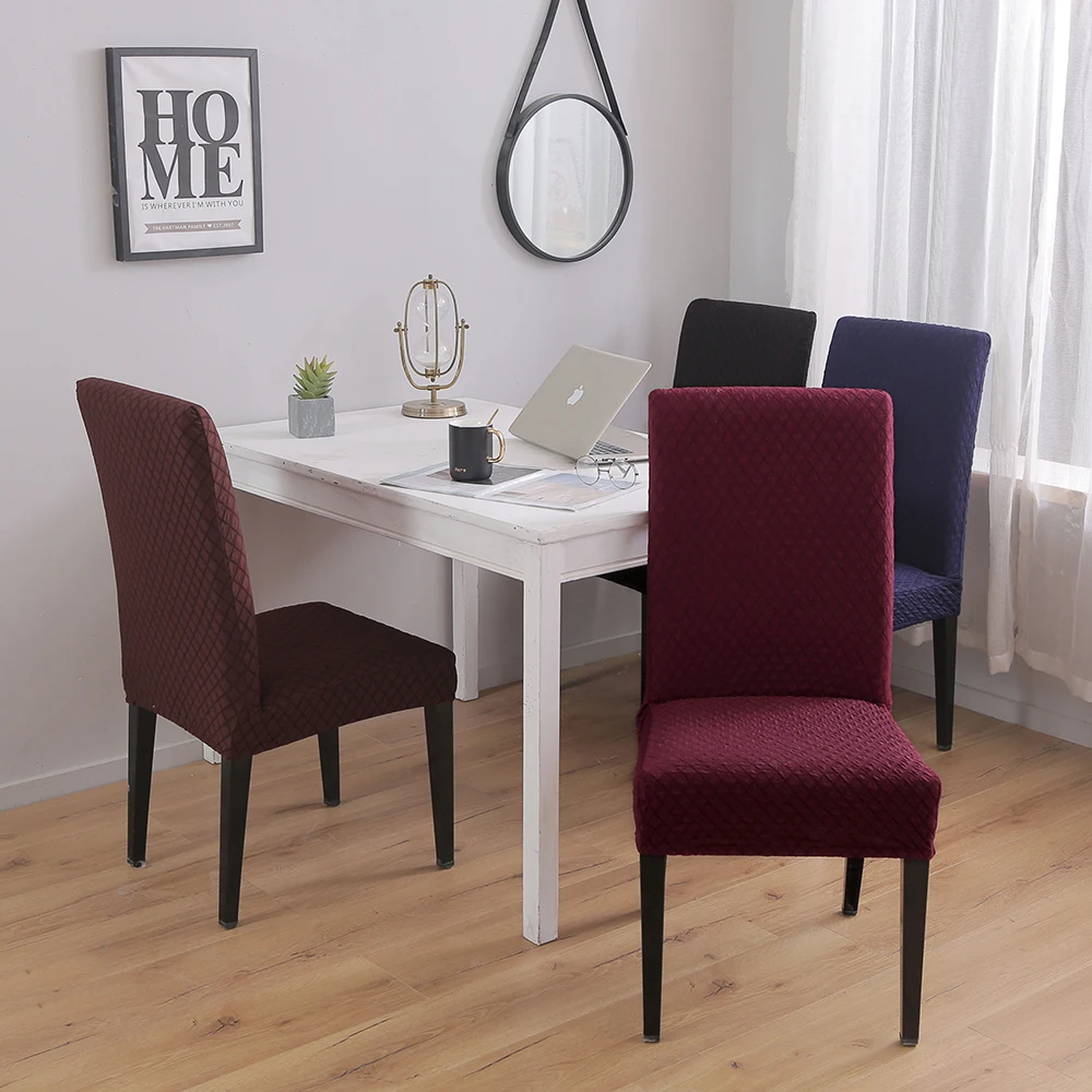 Knitting Jacquard Solid Color Big Chair Cover Thick Elastic Seat Chair Covers Stretch Slipcovers For Wedding Banquet Hotel