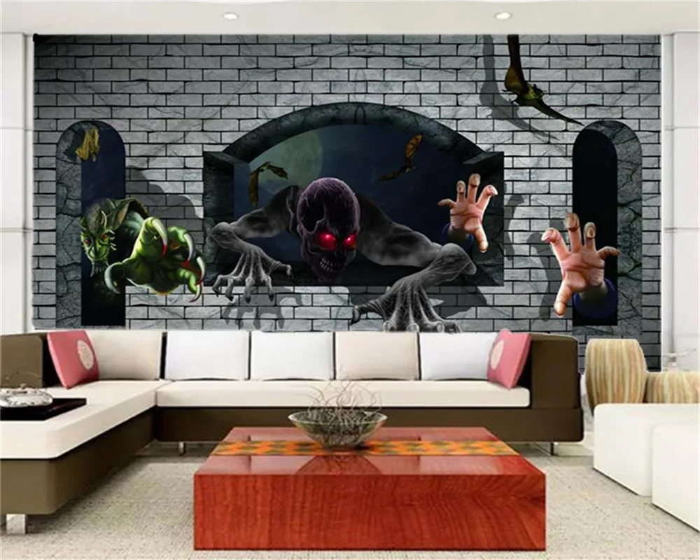 Custom Photo 3d Wallpaper Bat and Horror Haunted House Indoor TV Background Wall Decoration Mural Wallpaper