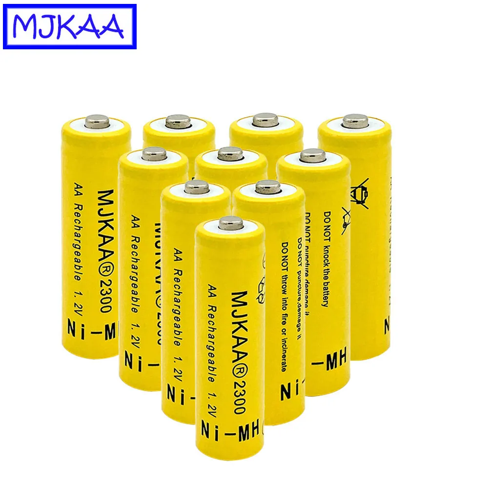 MJKAA 10Pcs 1.2V Ni MH AA 2300mAh Rechargeable Batteries 2A High