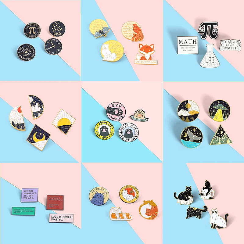

9SETS Enamel Pin 4pcs Each Set Accessories on Clothes Brooches Cartoon Badges Extra-Value Meal Gifts for Women Men Preferential
