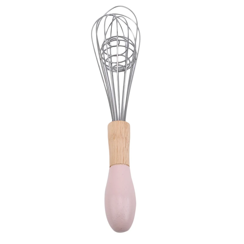 Useful Stainless Steel Hand-cranked Egg Beater Wooden Handle Non-slip Spring Egg Beater Kitchen Supplies