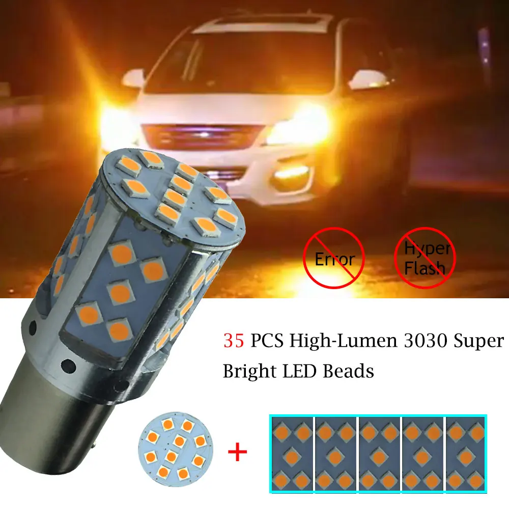 Светодиодсветодиодный лампа 2 шт. P21W 1156 BA15S PY21W BAU15S светодиодная 12 В Canbus без Hyper Flash