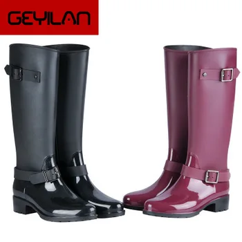 

2018 New Fashion Women Shoes Punk Style Heel Riding Boots Zipper Shoes Knight Tall Boots Women Rain Boots Large Size 40