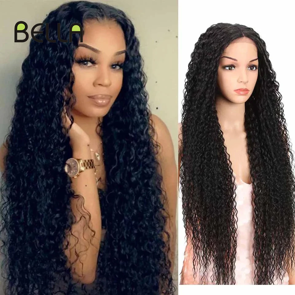 

Парик Белла кудрявый из синтетических кудрявых волос, блонд, коричневый, черный, 38 дюймов, HD, парик фронта шнурка, косплей, парики для женщин