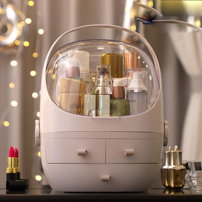

Cosmetics Storage Box Desktop Dust Lipstick Mask Dressing Table Skin Care Racks Thick Material Transparent Dust Cover