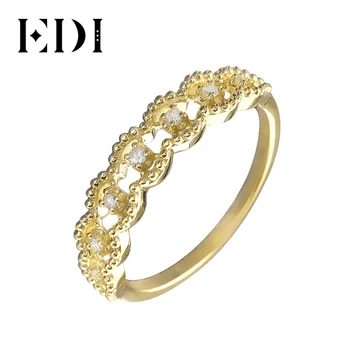 

EDI Stackable Band Ring 14k Yellow Gold CZ Ring 585 Solid Gold Simulated Diamond Infinity Ring Dainty Ring Wedding Band To Women