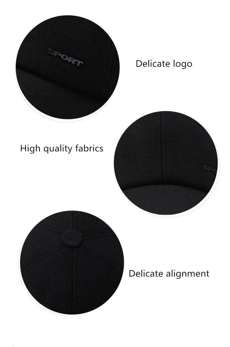 Теплая хлопковая Толстая Кепка Snapback Горячая зимняя бейсболка для мужчин с ушками мужские шапки для отца защита ушей