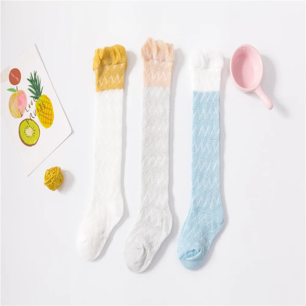 Color3 3pairs Хлопковые гольфы для малышей сетчатые носки для новорожденных носки для маленьких девочек мягкие чулки с противомоскитным кружевом для мальчиков, 3 пары носков - Цвет: Color3 3pairs