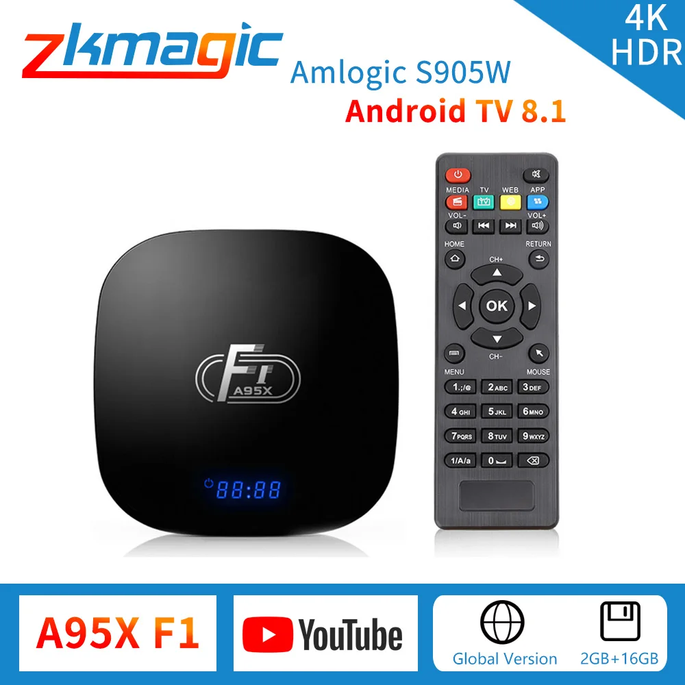 

A95X F1 Smart TV Box Android 8.1 Amlogic S905W Set Box Quad Core 2GB 16GB Set Top TV-Box Support 4K WiFi Youtube Media Player