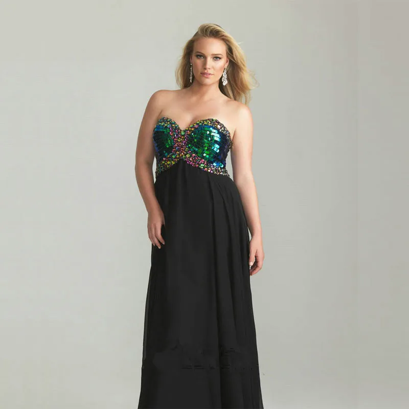 

Black Chiffon Prom gown Beach Sequins Rhinestones Empire Long Plus Size Maternity Party 2018 robe de soiree bridesmaid dresses