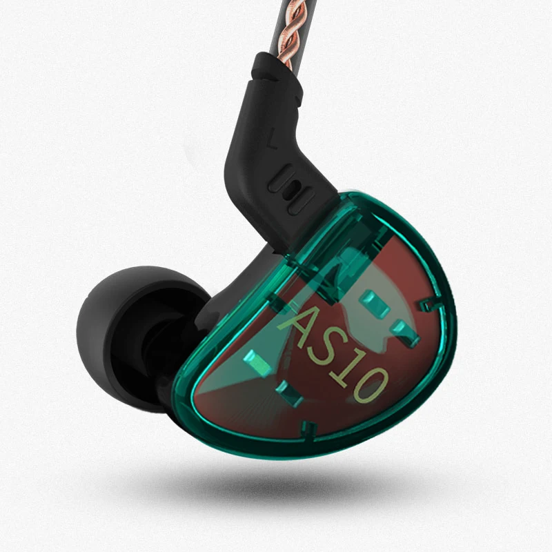 2019 KZ AS10 5BA наушники вкладыши IEM 5 сбалансированные арматурные съемные 2 контактные