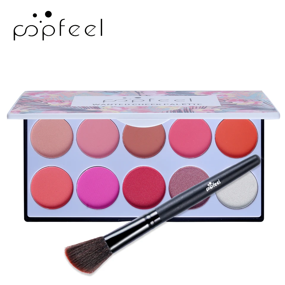 POPFEEL 10 цветов матовые румяна палитра + кисть для лица макияж тональный крем