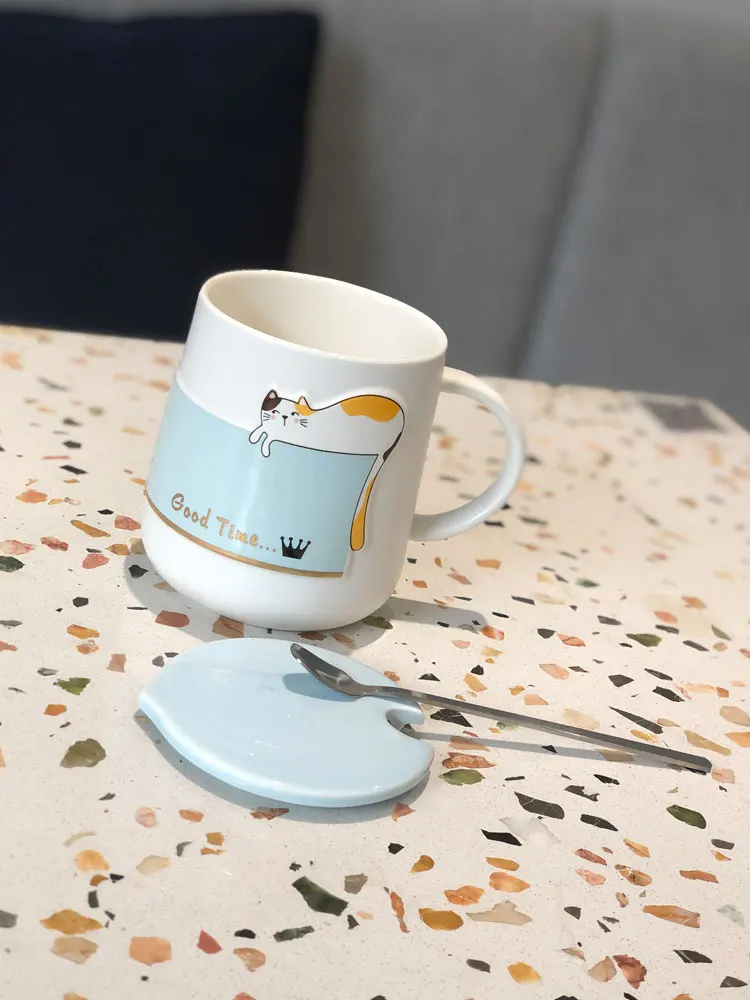 Симпатичная кружка с японским котом мультяшная креативная керамическая для