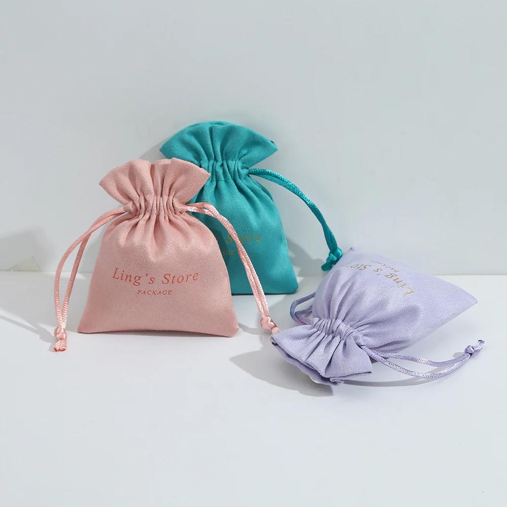 100Pcs Candy Colors Flannel Gift Bags Small Velvet bag